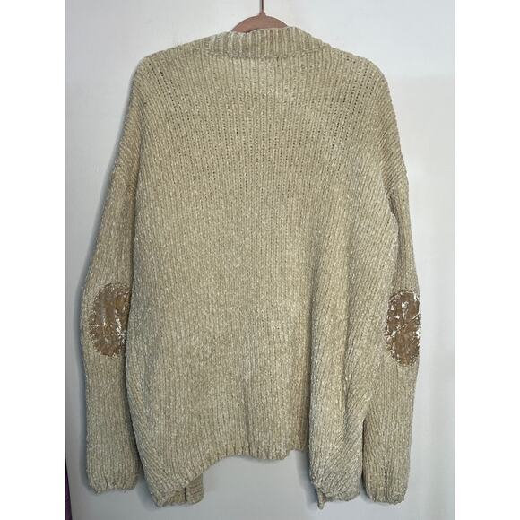 POL Cream Ivory Chunky Cable Knit Open Front Oversized Cardigan Sweater Size M - Picture 3 of 8